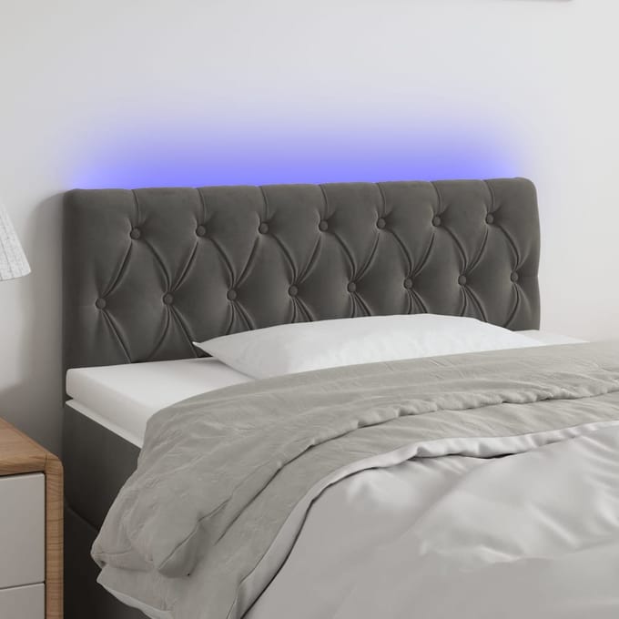 vidaXL - Hoofdbord - LED - 100x7x78/88 - cm - fluweel - donkergrijs