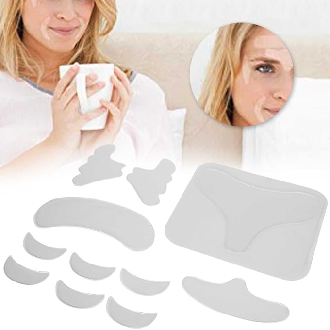 11 stuks Siliconen Gezicht Anti Rimpel Patch Herbruikbare Wang Borst Voorhoofd Anti Fijne Lijnen Stickers white
