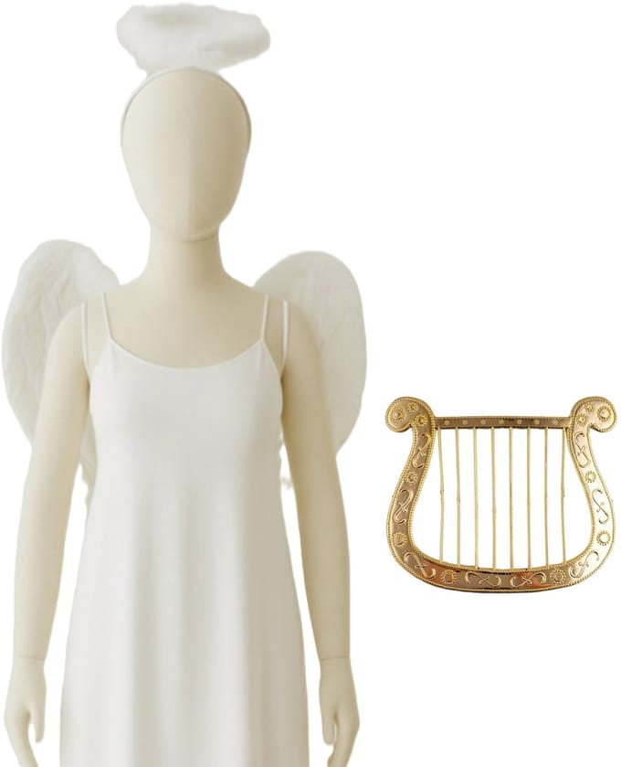 Ruhhy Engel verkleedaccessoires set - wit - engelen vleugels - 3-delig - carnaval / kerst thema