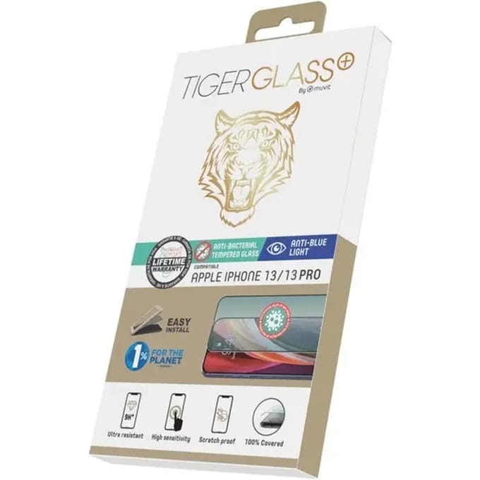 Blauw anti-licht gehard glas Tiger iPhone 13/13 Pro