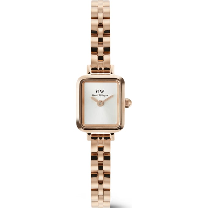 Daniel Wellington Quadro Mini Quartz Analoog Horloge Roségoudkleurig En Wit Kast Gemaakt Van 100% Roestvrij Staal En Een Armband Van 100% Roestvrij Staal 18.2 DW00100847, DW00100852