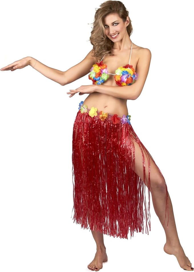 Rode Hawaiiaanse rok voor vrouwen - Verkleedkleding - One Size