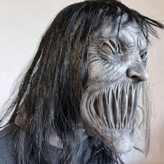 Masque de démon d'horreur d'Halloween en latex One Size gris