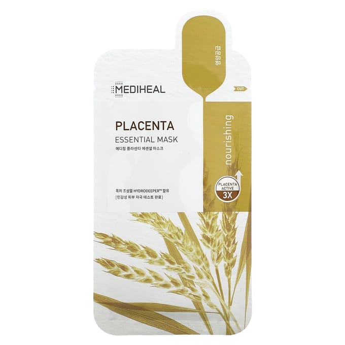 MEDIHEAL, placenta, essentiële schoonheidsmasker, 1 vel, 24ml (0,81 fl oz) white