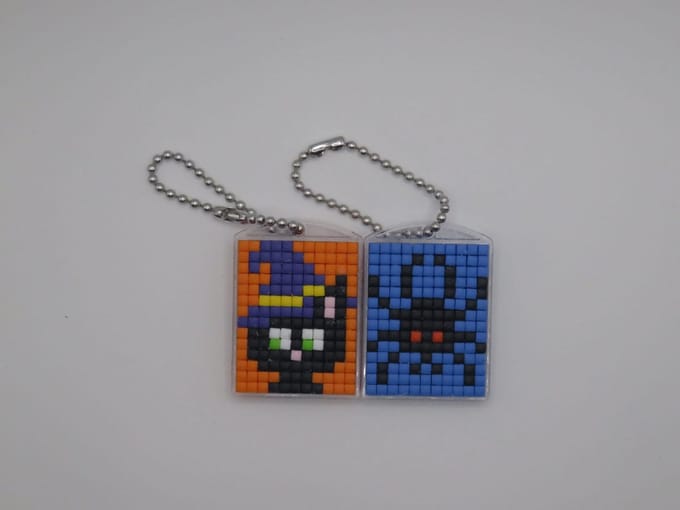 Sleutelhanger Setje, Spin en Poes, Pixels, Halloween