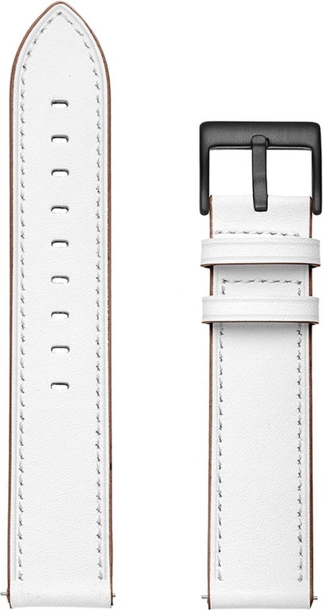 Leren bandje - geschikt voor Garmin Vivoactive 4 / Venu 2 / Venu 3 / Forerunner 255 / 265 - wit