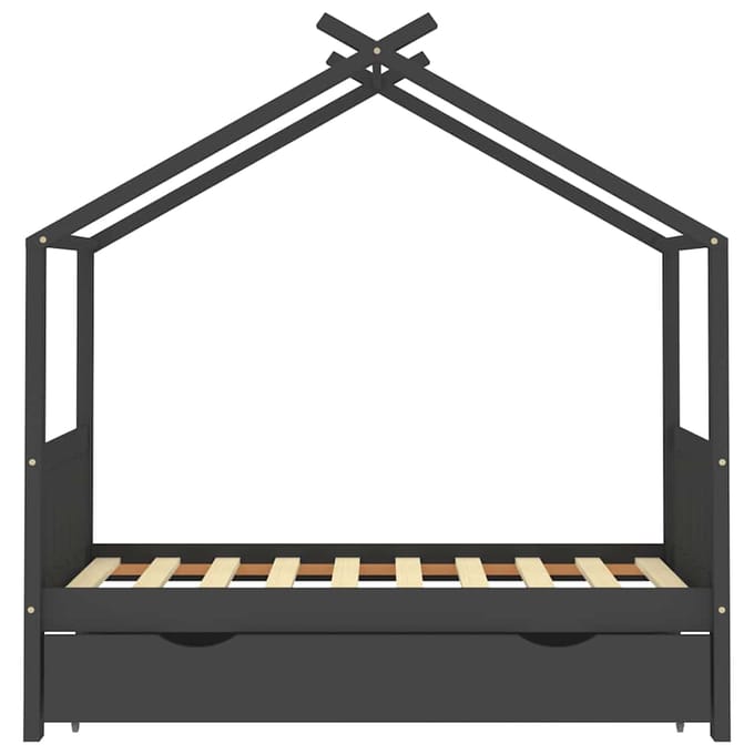 vidaXL - Kinderbedframe - met - lade - grenenhout - donkergrijs - 80x160 - cm