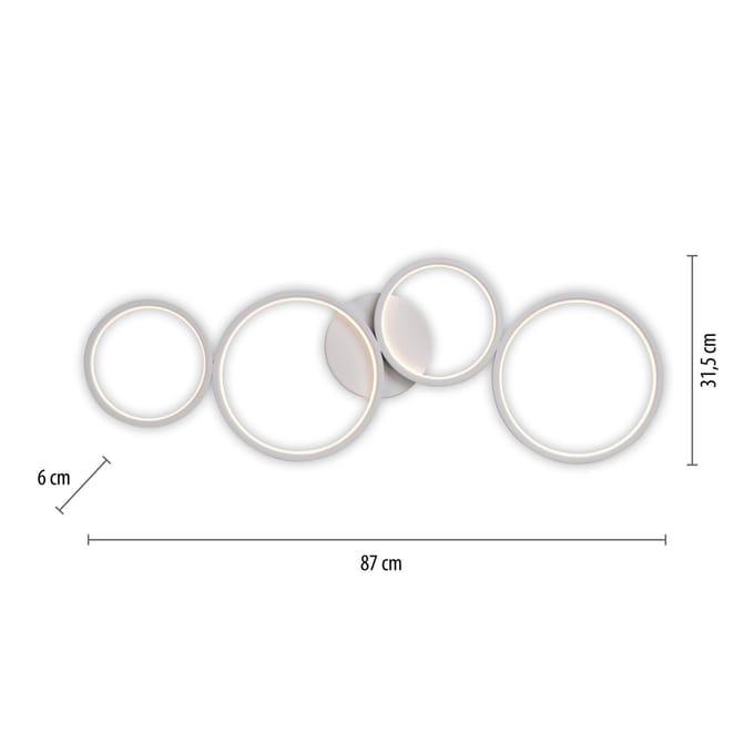 Paul Neuhaus LED plafondlamp Kiringe, wit, metaal, dimbaar