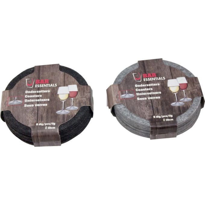 Bar Essentials - Onderzetters (12 stuks) - Vilt - Rond - 10Cm