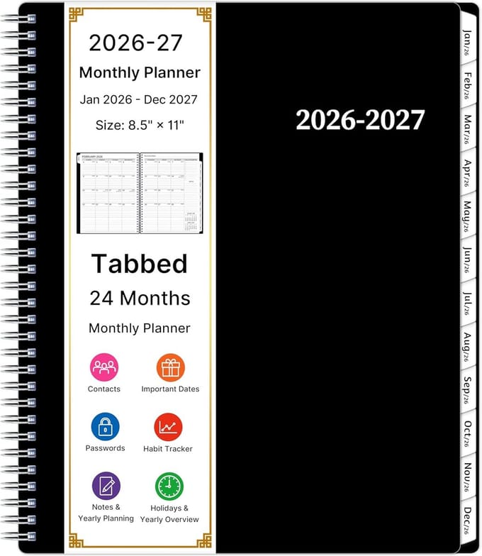 Maandplanner voor 2 jaar (26-27 maanden) - Zwart
