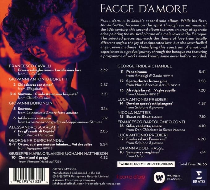 Facce D'Amore (Klassieke Muziek CD) Barok - Handel - Cavalli