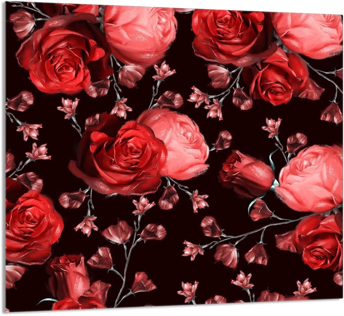 TMK ArtDeko - Snijplank - Rozen - Glas - 65x60 cm