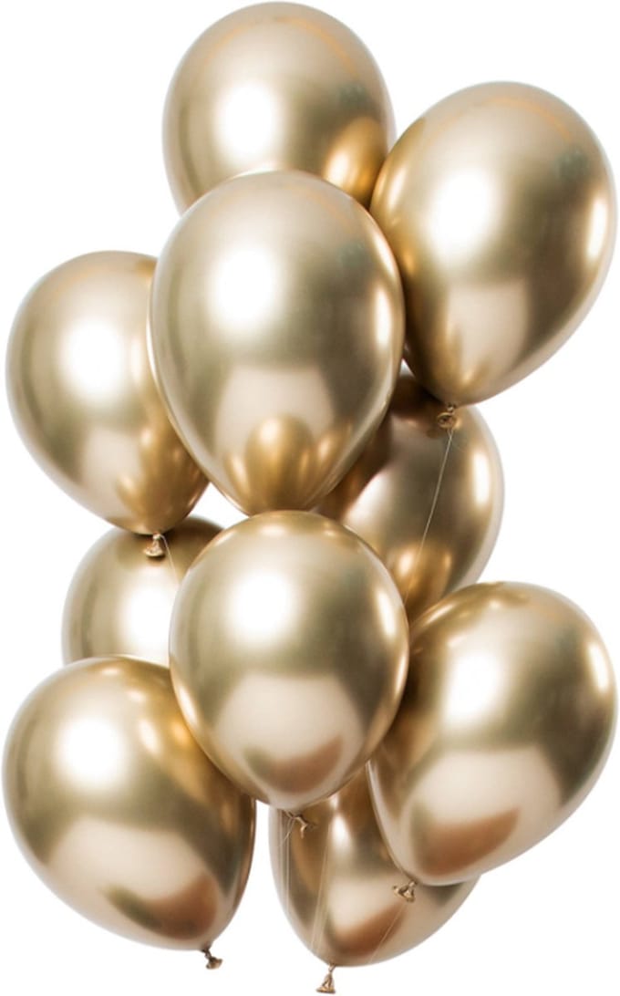 Folat - ballonnen Mirror Effect Goudkleurig 33 cm - 12 stuks