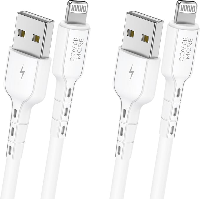 2x usb naar geschikt voor Lightning kabel - 1m - Veilig opladen - Flexibel - Wit