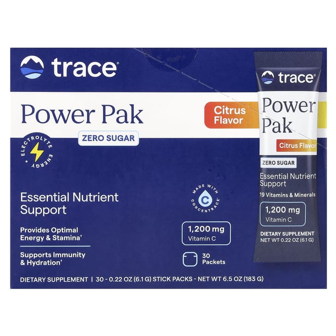Trace, Power Pack, Sans Sucre, Agrumes, 30 Sachets Sticks, 0.22 oz (6,1 g) Chaque