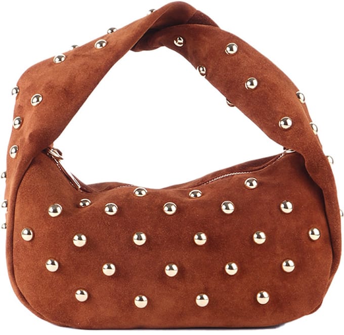 Giuliano lederen schoudertas Alexandra - Suede - Made in Italy - Bruin