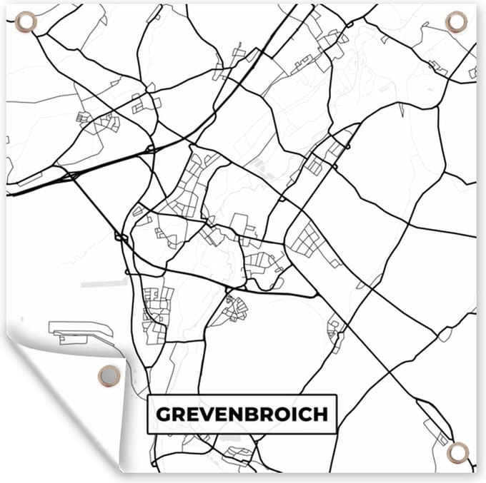 Tuindoek Grevenbroich - Plattegrond - Kaart - Stadskaart - 100x100 cm