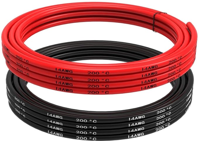 Flexibele 14 AWG Siliconen Elektrische Kabel, 6 Meter Zwart & Rood, Vertind Koper