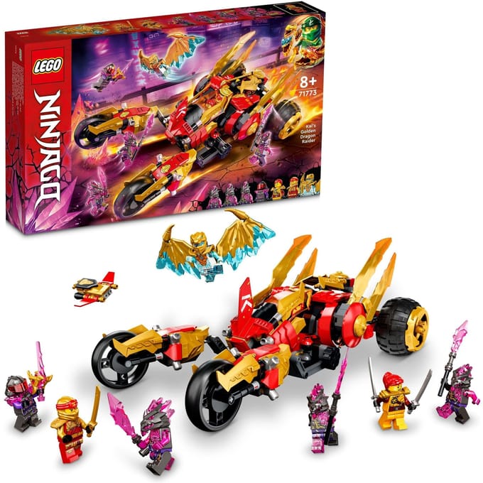LEGO® NINJAGO® Kai's gouden drakenvoertuig 71773 bouwset; een ninja-auto en NINJAGO Gouden Draak Zane; verzamelspeelgoed voor kinderen vanaf 8 jaar die graag met ninja's spelen (624 onderdelen)