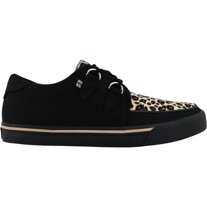 TUK Pointed Creeper Sneaker Zwart Luipaard Canvas Platform Schoenen - A9180