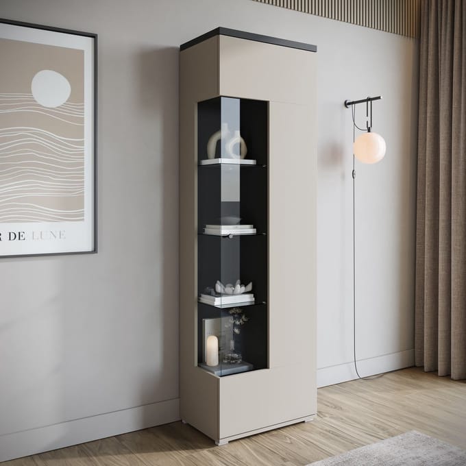 Meubella - Vitrinekast Sekai - Beige - 55 cm