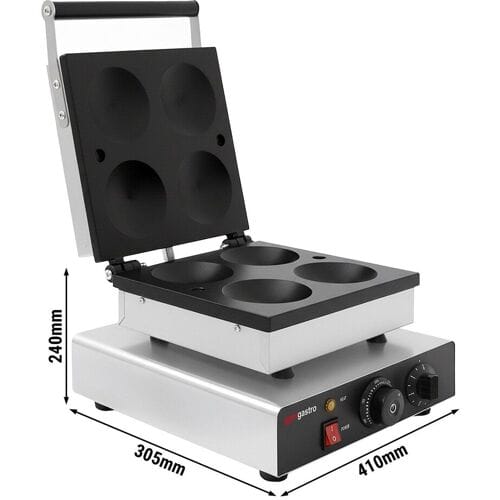 GGM Gastro Pannenkoekenmaker - Enkel - Handmatige temperatuurregeling - 1,75kW - Vorm: Amerikaanse pannenkoeken - voor 4 stuks zilver