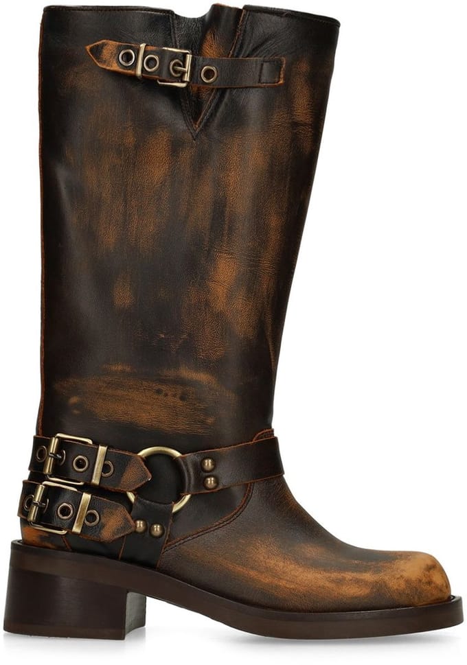 Sacha - Dames - Brownwashed buckle biker boots - Maat 38