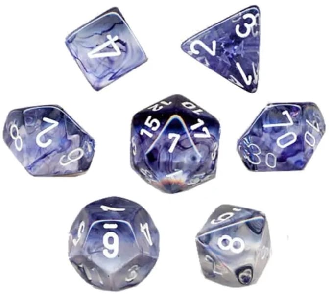 Chessex Nebula Black/white Polydice Dobbelsteen Set (7 stuks)