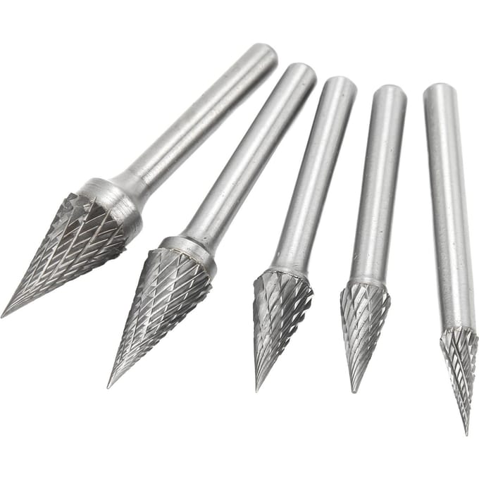 5 Pièces Fraises Rotatives Carbure Double Coupe avec Queue de 6mm 0.24in pour Gravure Polissage Perçage