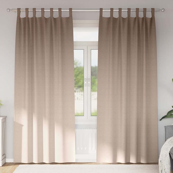 vidaXL - Blackout - Gordijnen - met - Ringen - 2 - st - Taupe - 245 - x - 140 - cm - Polyester