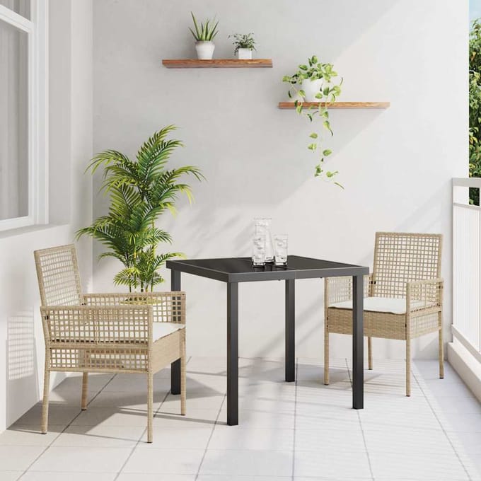 vidaXL Tuinstoel met kussen 2 pcs Beige 55 x 53 x 85 cm poly rattan