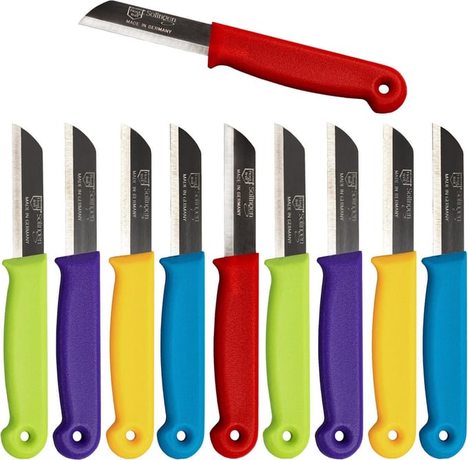 Solingen Schilmesje Duits Mix Kleur - RVS - 16 cm. met beschermhoes - 10 stuks