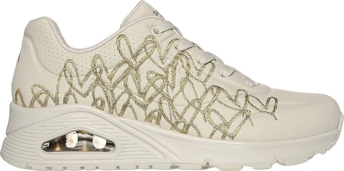 Skechers Uno - Golden Heart Dames Sneakers - Creme
