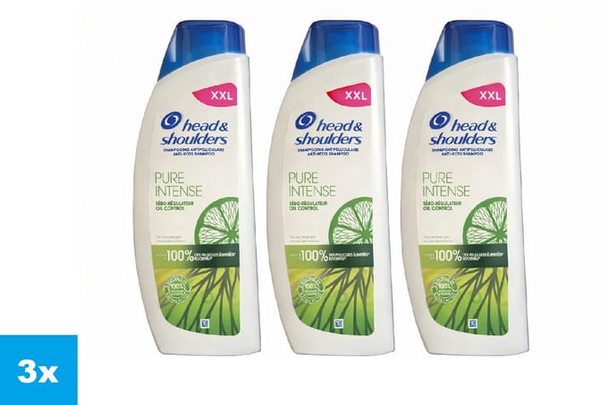 Head & Shoulders Pure Intense Anti-Roos Shampoo – Oil Control – 3 x 625 ml – XXL