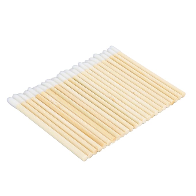100 stuks Wegwerp Lipborstel met Bamboe Handvat Draagbaar Make-up Hulpmiddel Lipgloss Applicator voor Keukenapparaat beige