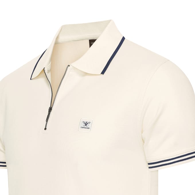 Cappuccino Italia - Heren Polo SS Torino Zip - Wit - Maat S