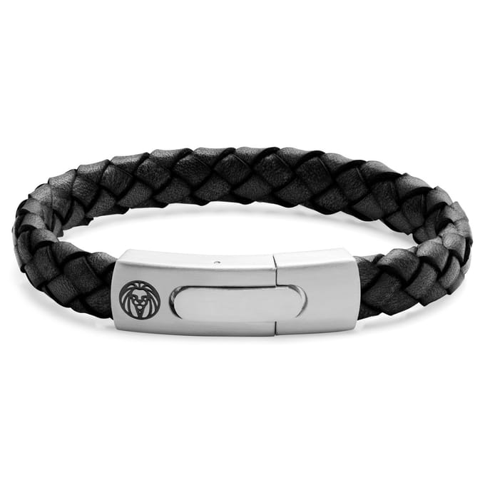 Effen Zwarte Lederen Bolo Armband
