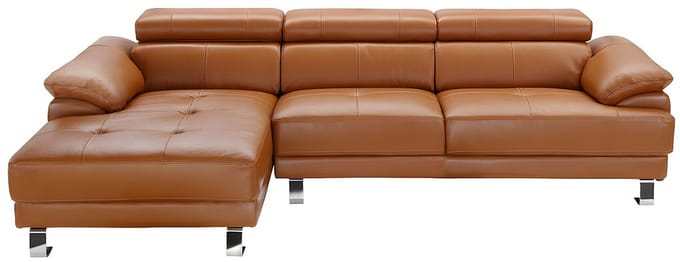 Vente-unique Leren hoekbank EXCELSIOR II - karamel bruin - Hoek links