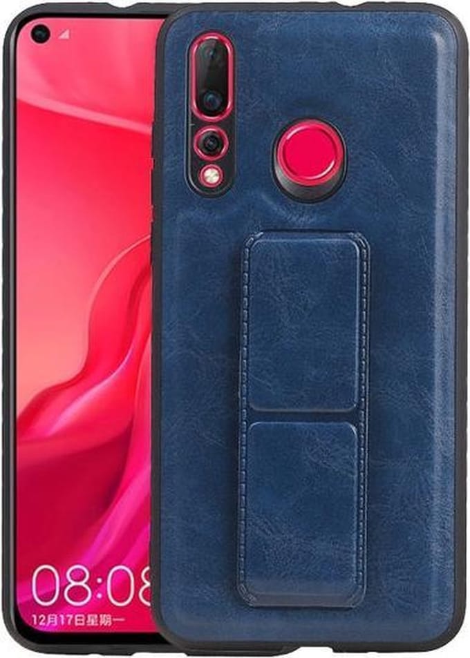 Grip Stand Hardcase Backcover voor Huawei Nova 4 Blauw