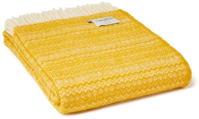 Plaid Fair Isle Mosterdgeel - 150 x 200 - Nieuw Wol - Tweedmill UK