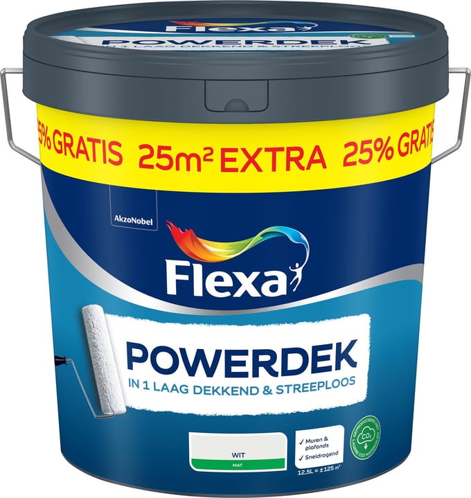 Flexa - Powerdek Muren & Plafonds - Wit - 12,5 L