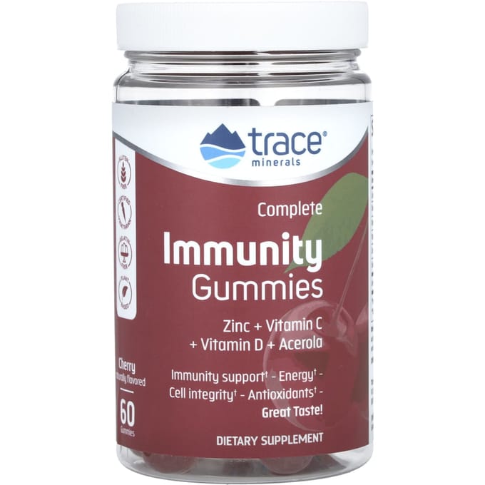 Trace, Gommes d'immunité complète, saveur cerise, 60 gommes