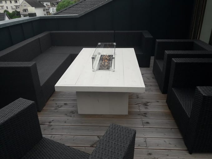 Vuurtafel Tree Terrasverwarmer White Wash steigerhout 100x150x50cm
