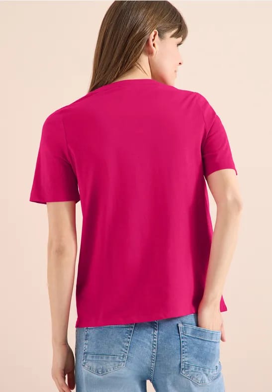Shirt met korte mouwen en gespleten hals