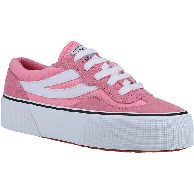 Superga 3041 Revolley Colorblock Platform Leer Dames Roze/Wit Trainers