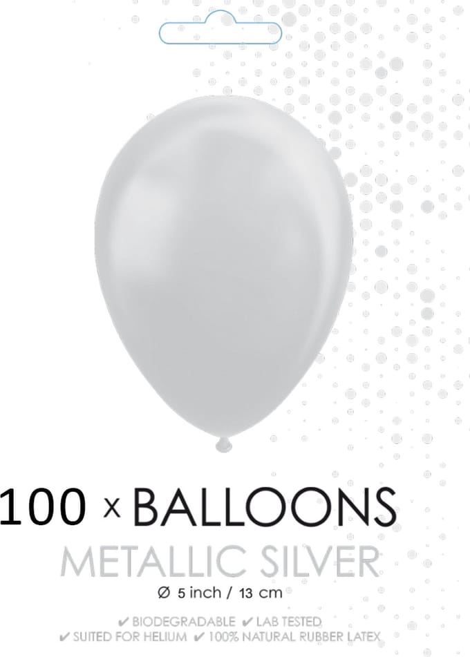 100 Kleine ballonnen metallic zilver.