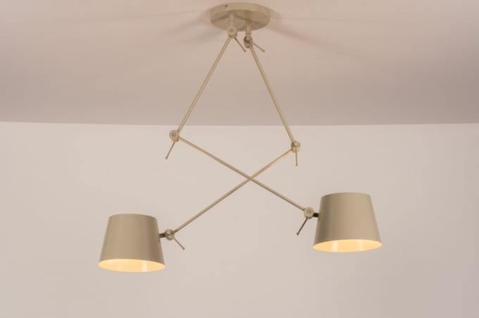 Lumidora Hanglamp 74566 - CANNES - 2 Lichts - E27 - Beige - Zand - Metaal
