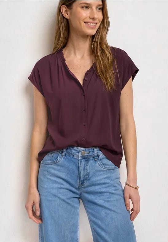 Blouse met V-hals en ruches