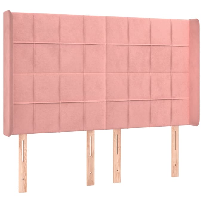 vidaXL - Hoofdbord - LED - 147x16x118/128 - cm - fluweel - roze