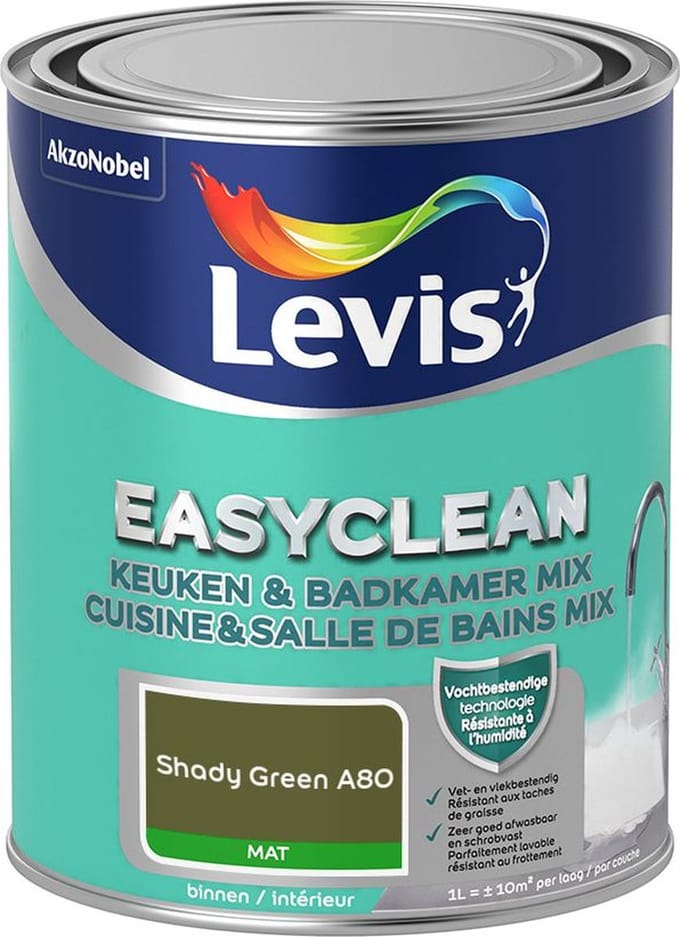 Levis - Easyclean Keuken & Badkamer Mix - Shady Green A80 - Mengverf - 1 L